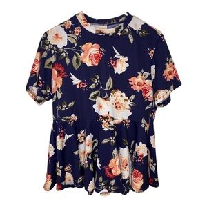 Navy floral boutique peplum top